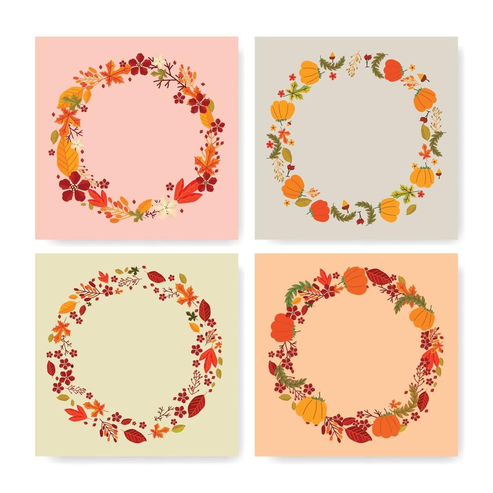 Autumn Wreath Card Concept vector