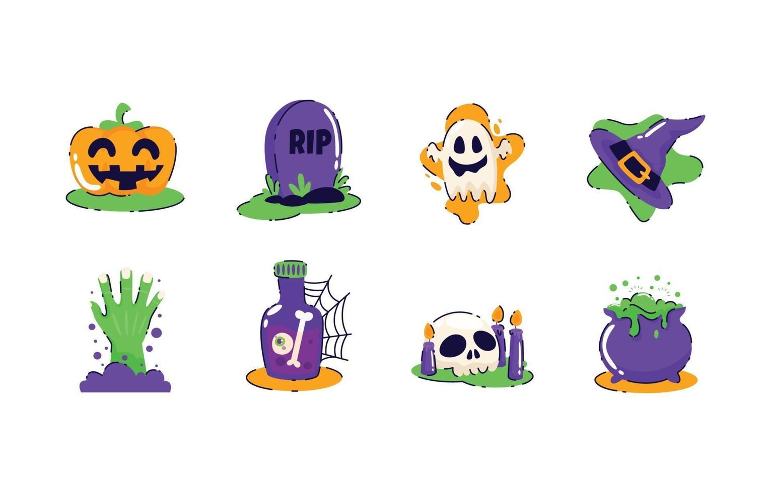 Trick or Treat Halloween Icons Set vector