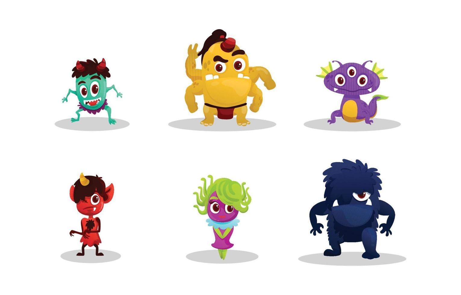Cute Monsters Character Set vector