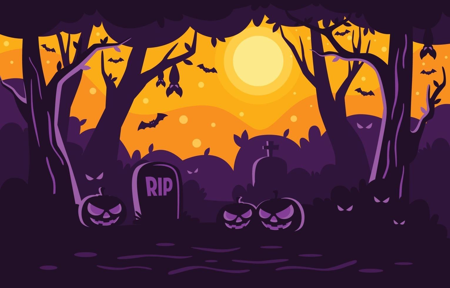 Cute Halloween Background with Spooky elements vector