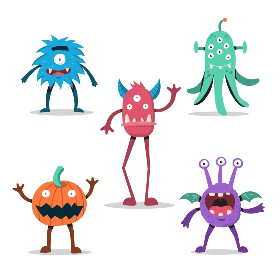 colección de personajes de monstruos de halloween vector