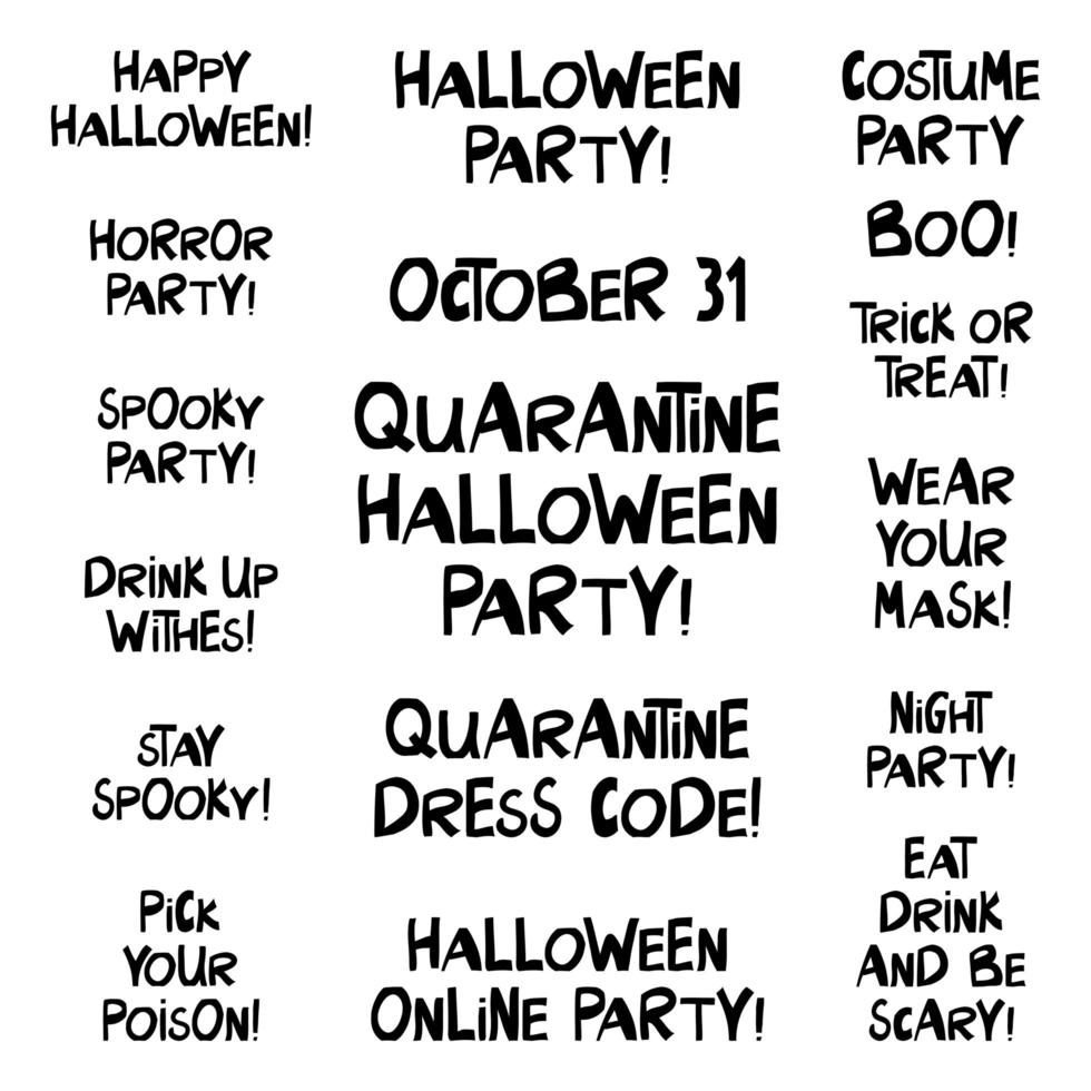 Halloween party quotes set vector