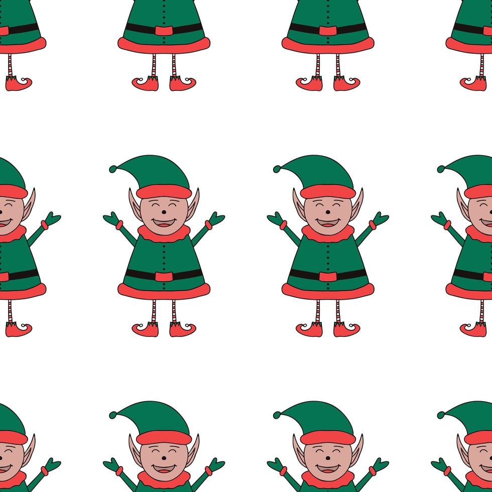 Christmas seamless pattern from Elf character on a white background. vector