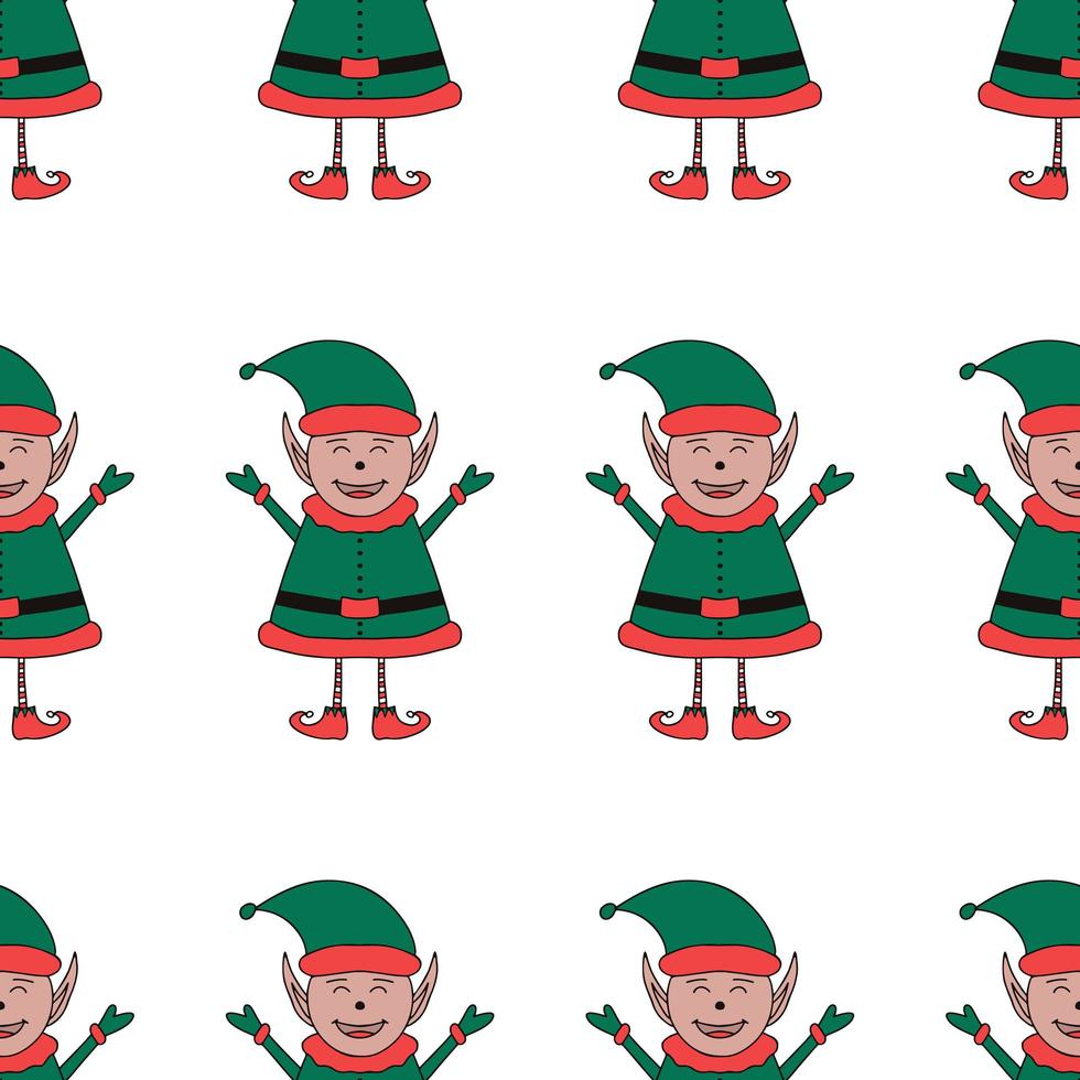 Christmas seamless pattern from Elf character on a white background. vector