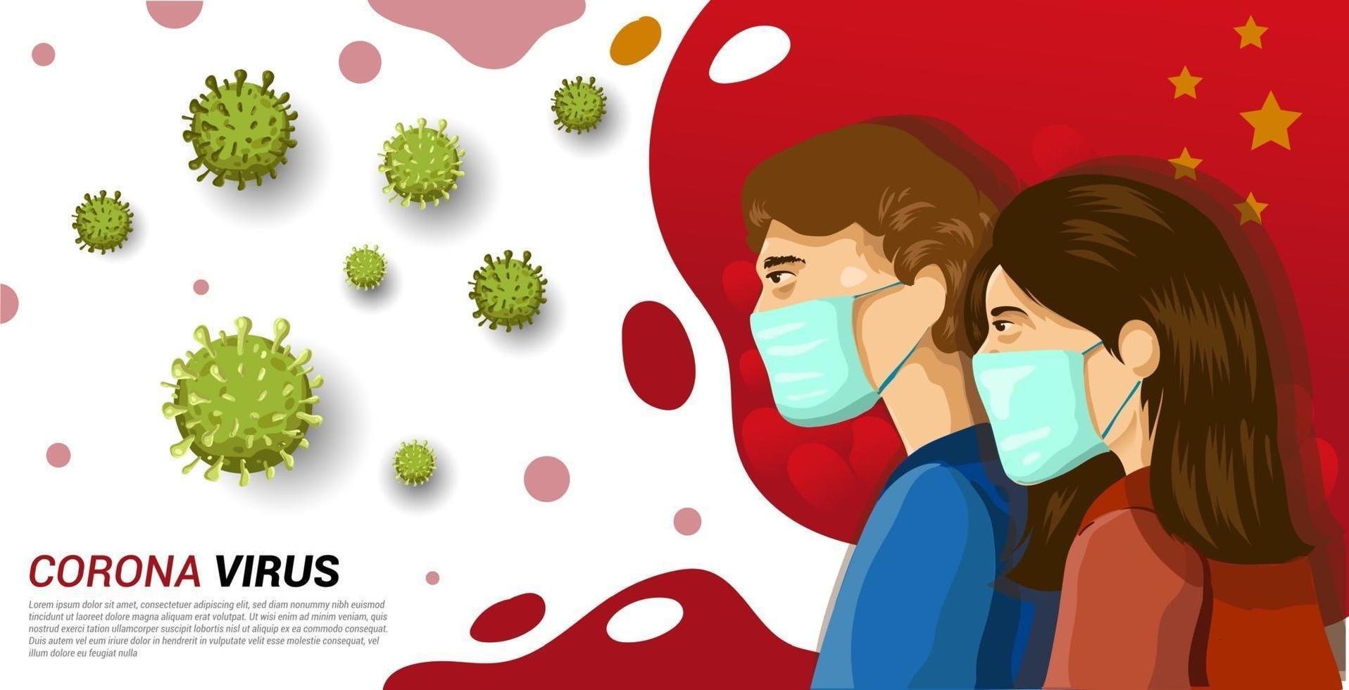 Corona virus in China, Vector Illustration.