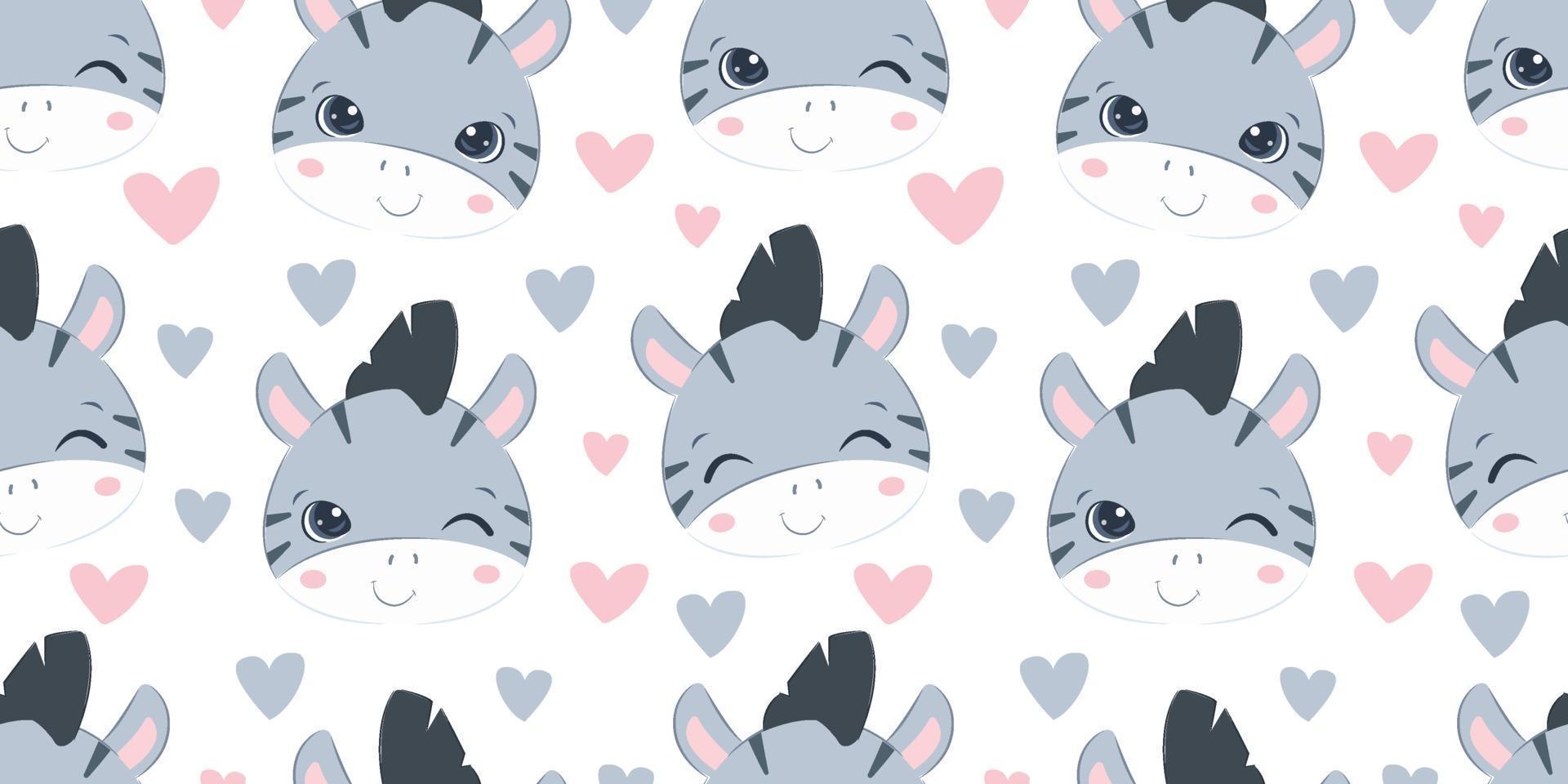 Cute little zebra seamless pattern vector