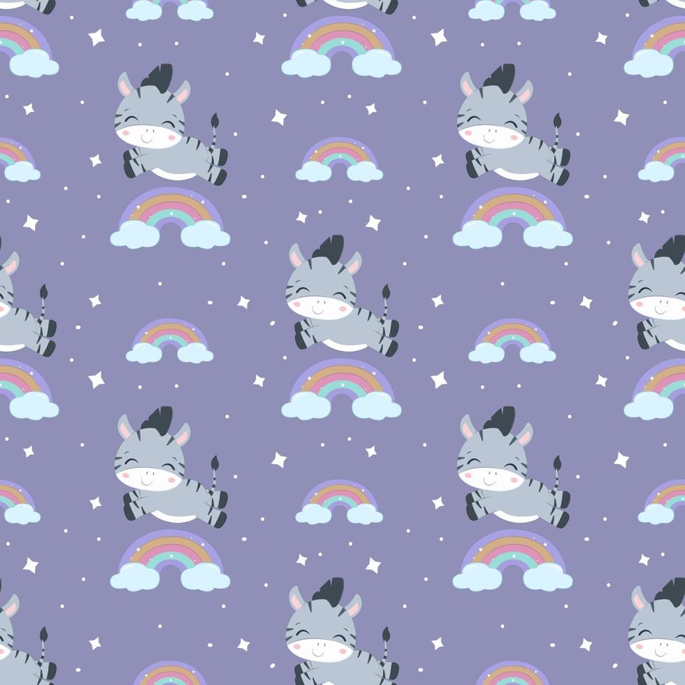Cute little zebra seamless pattern vector