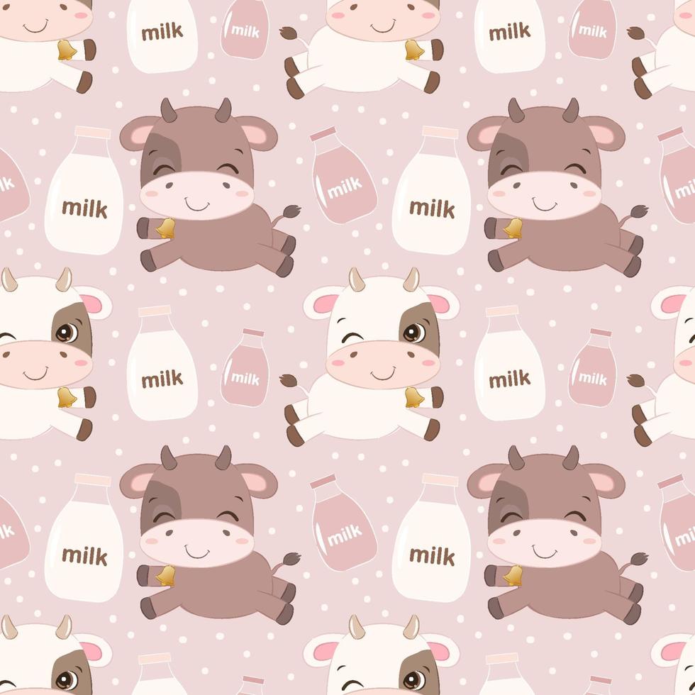 Adorable cow seamless pattern vector