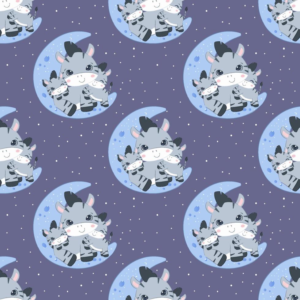Cute little zebra seamless pattern vector