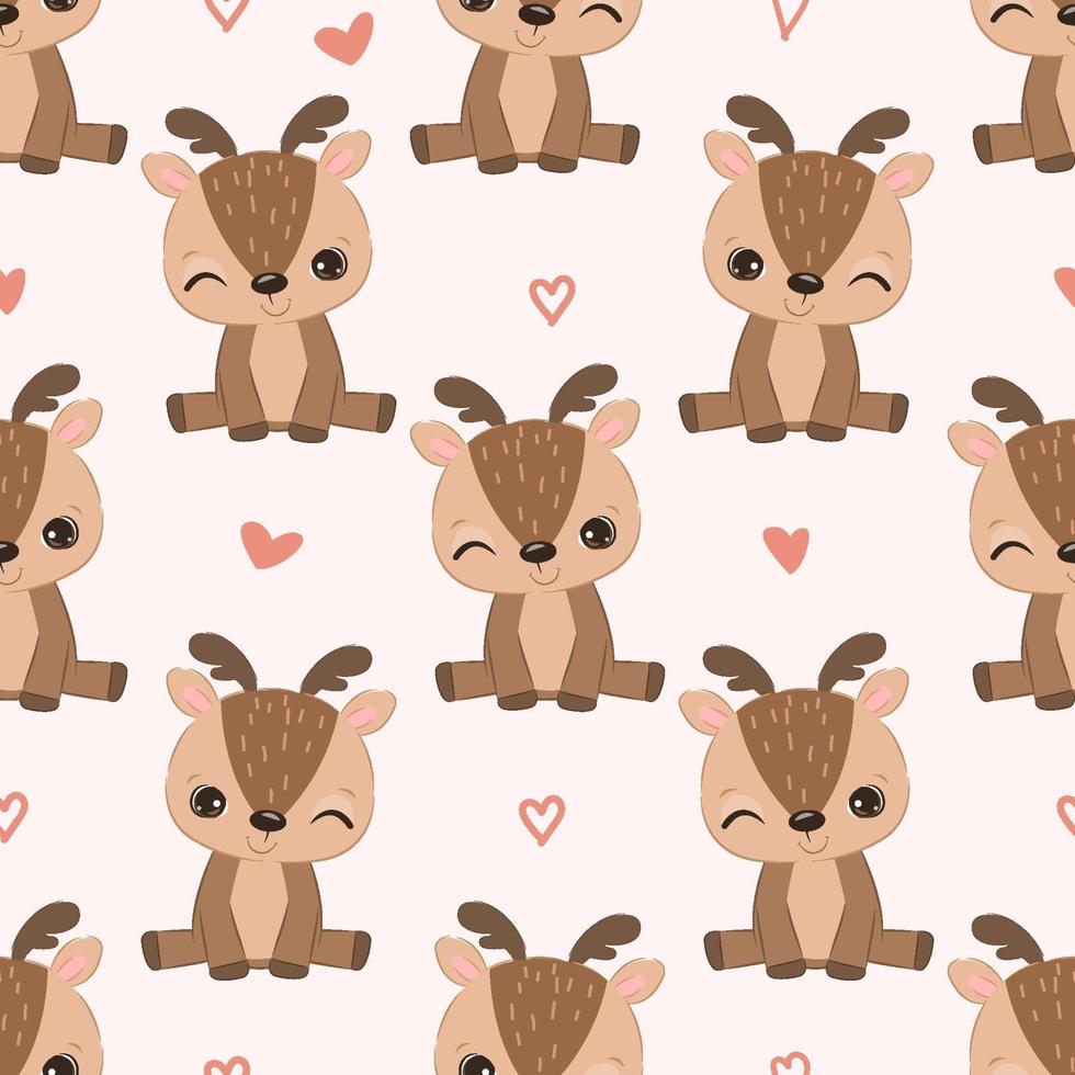Adorable reindeer seamless pattern vector