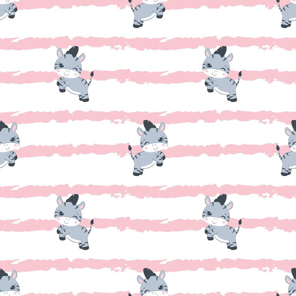 Cute little zebra seamless pattern vector