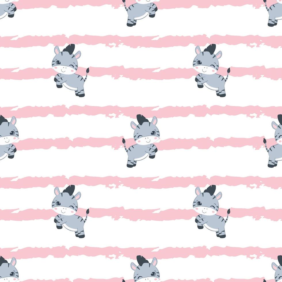 Cute little zebra seamless pattern vector