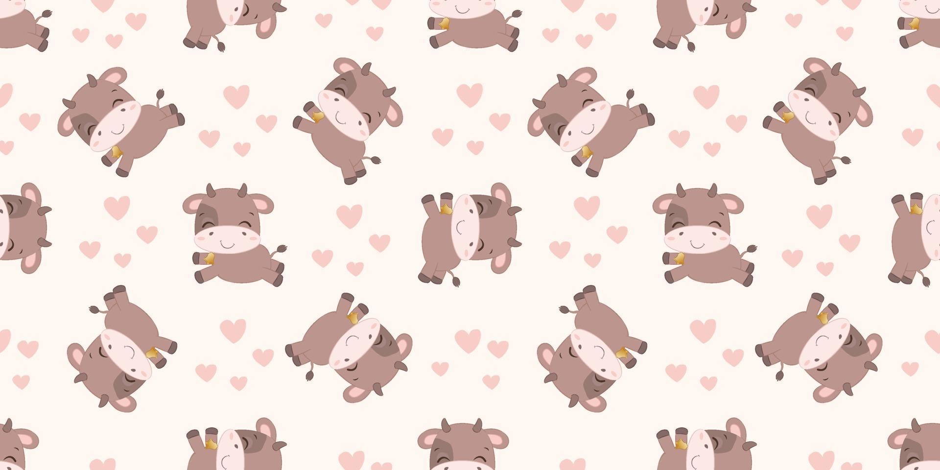 Adorable cow seamless pattern vector