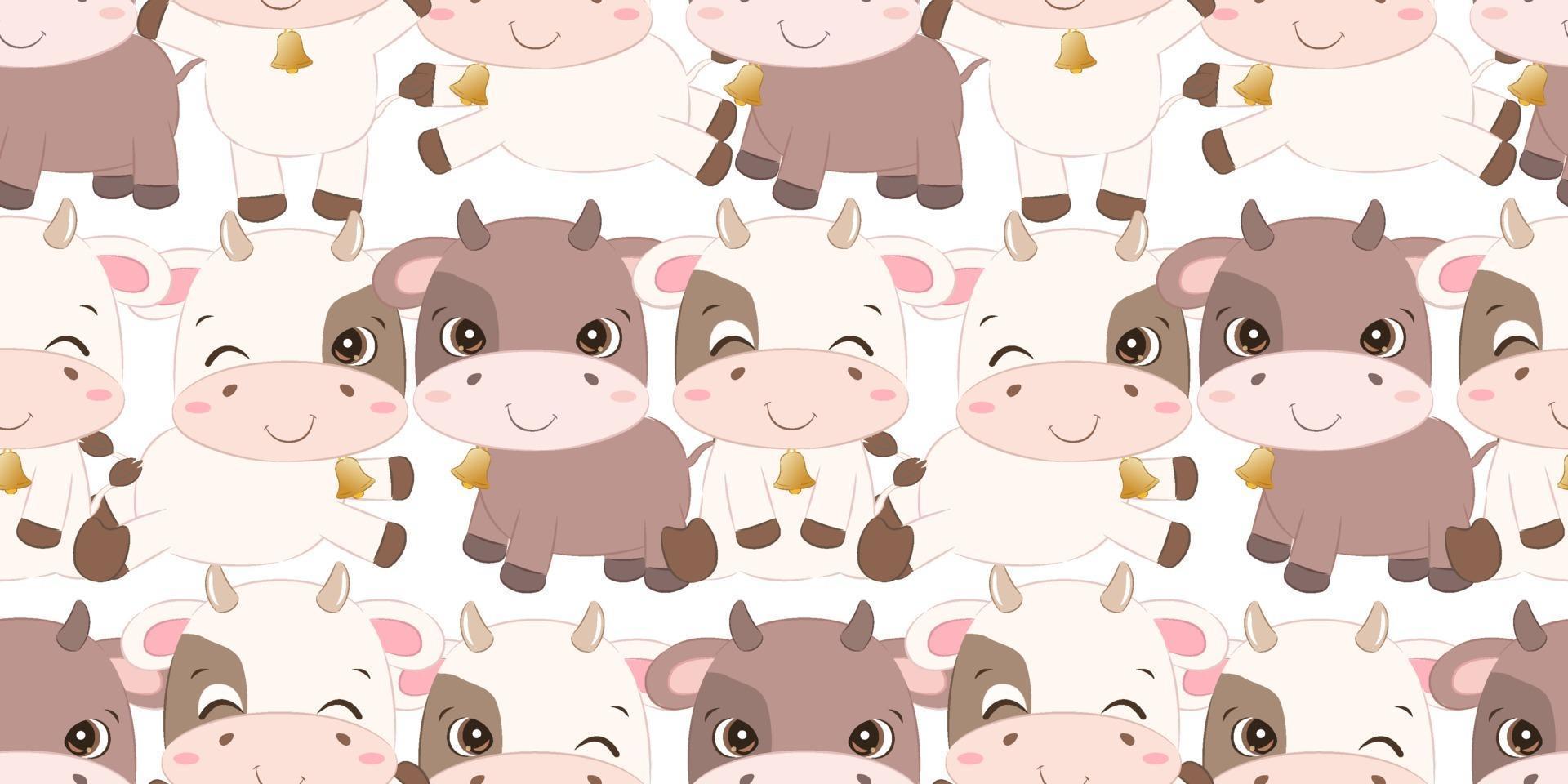 adorable vaca de patrones sin fisuras vector