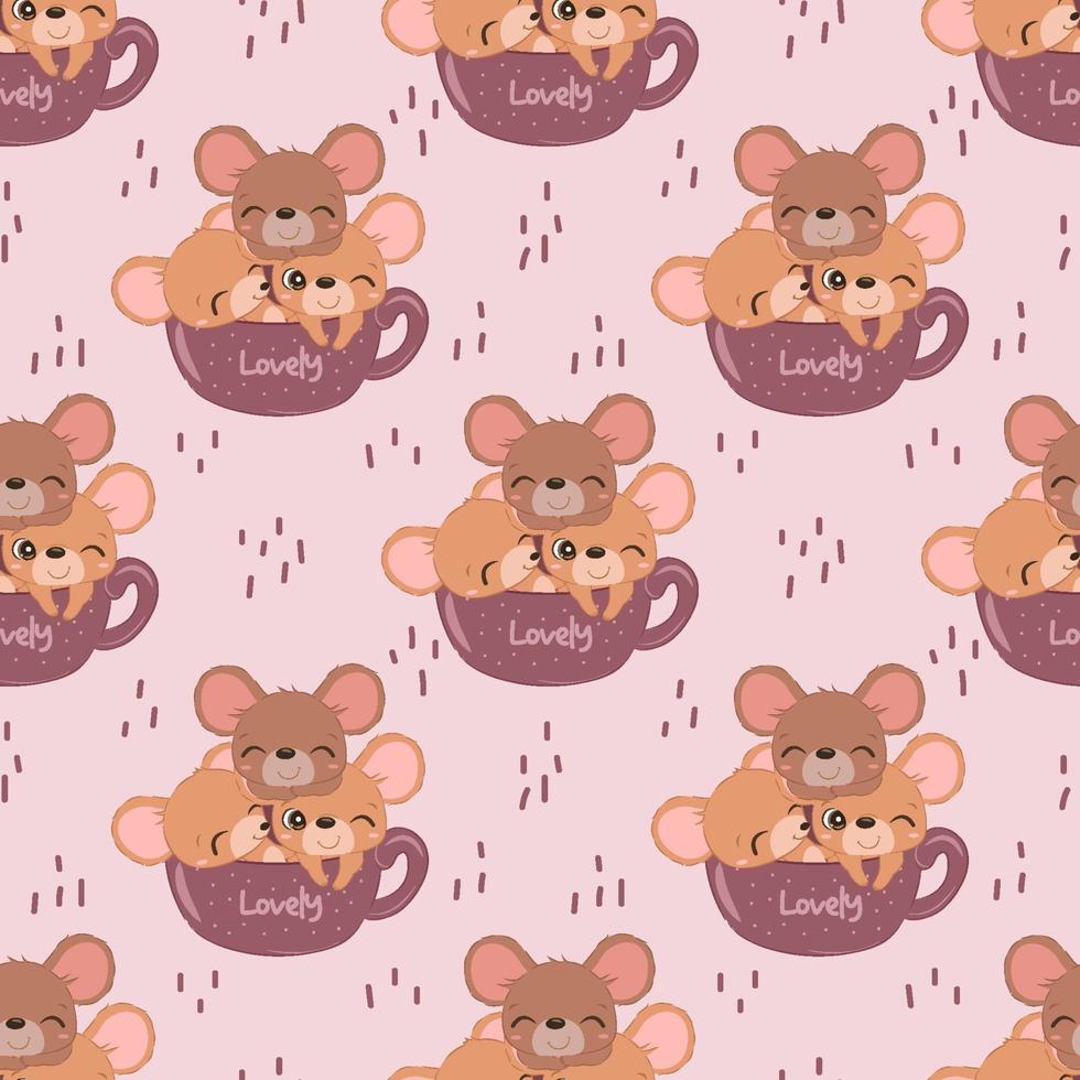 Cute mice seamless pattern vector
