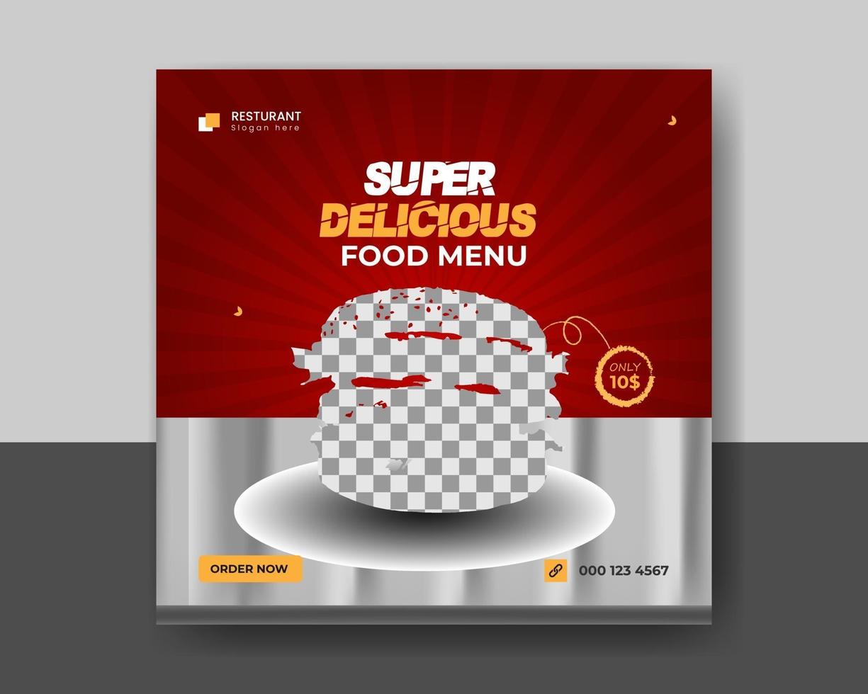 social media post for restaurant and fast food. vector