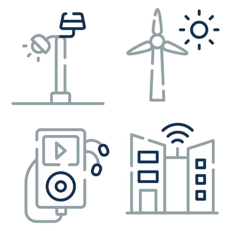 Smart City Line Icons vector