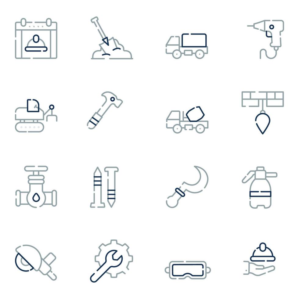 iconos de la línea del día del trabajo vector