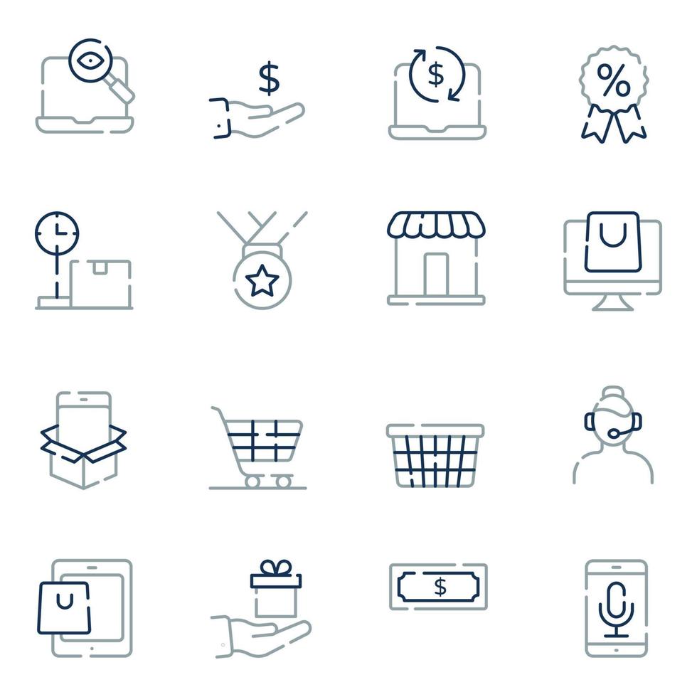 Online Shopping Line Icons vector
