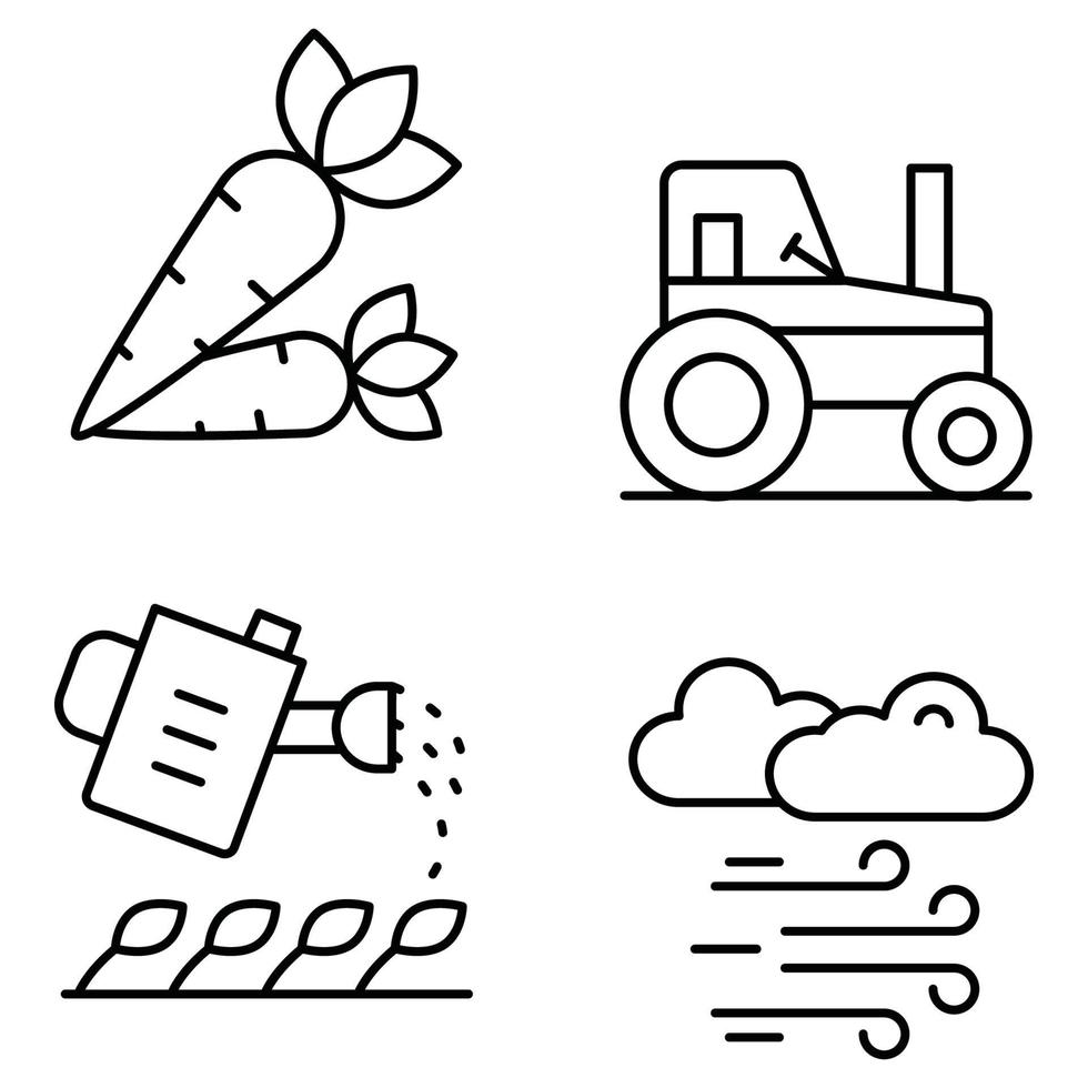 Agriculture Farming Thin Line icons vector