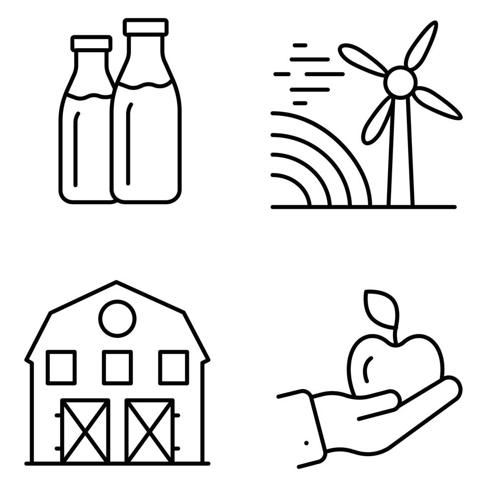 Agriculture Farming Thin Line icons vector