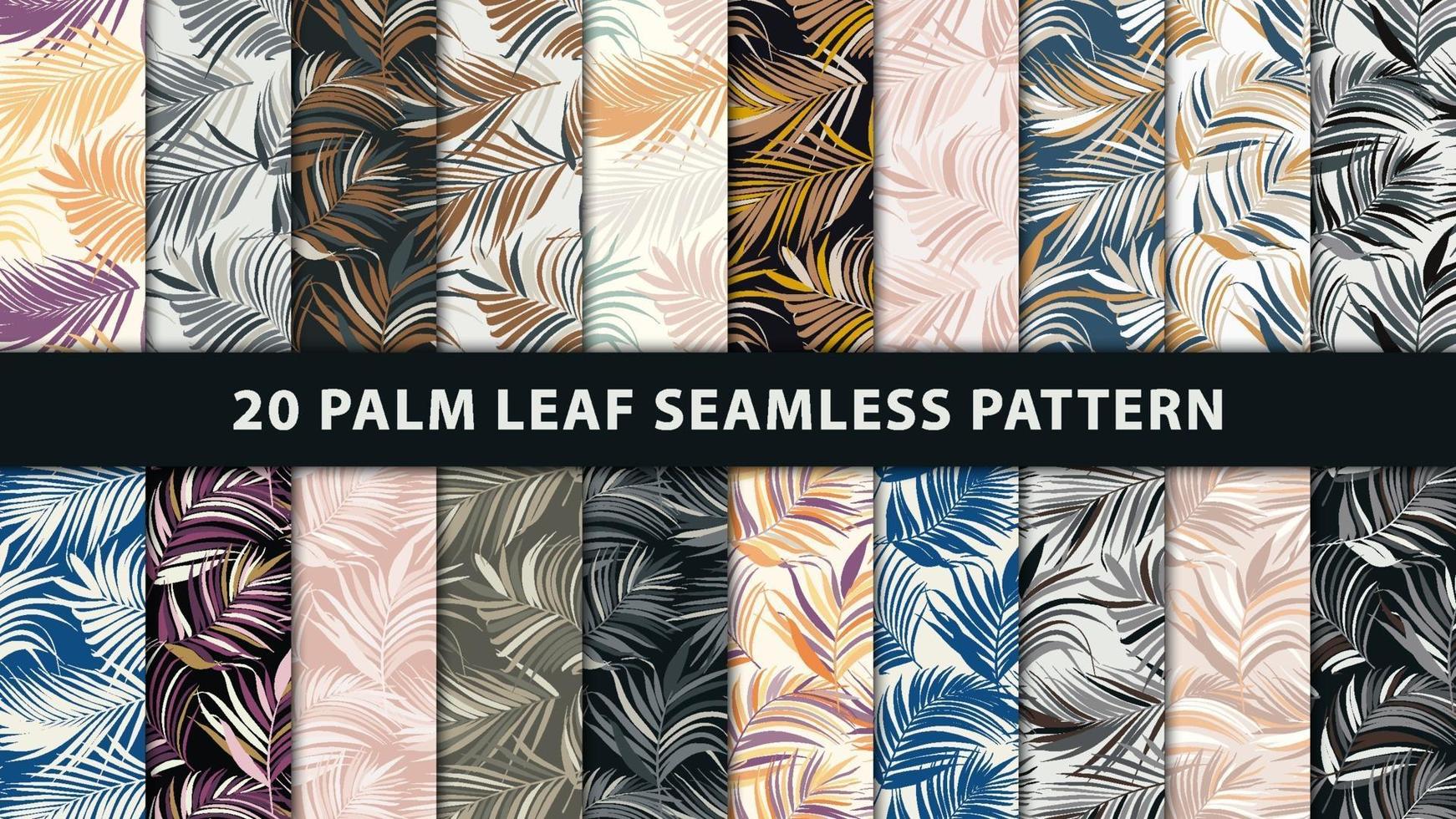 Collection palm leaf vector seamless pattern