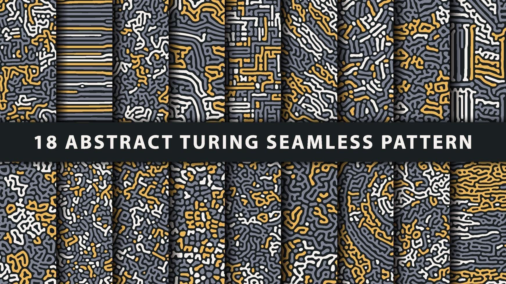 Collection of turing abstract seamless pattern. Premium Vector
