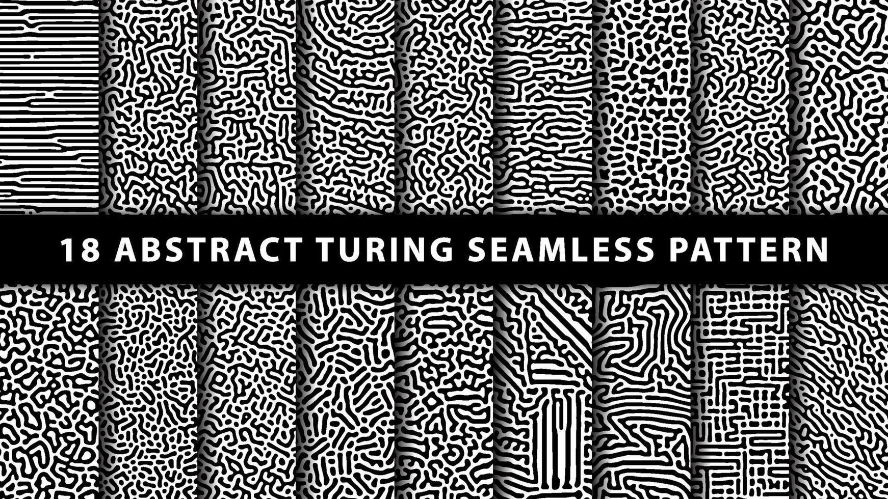 Collection of turing abstract seamless pattern. Premium Vector