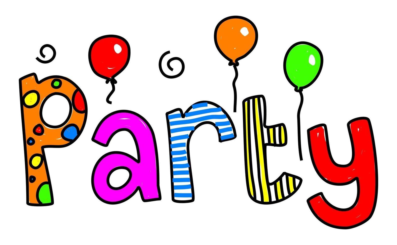 Hand Drawn Party Text Doodle vector