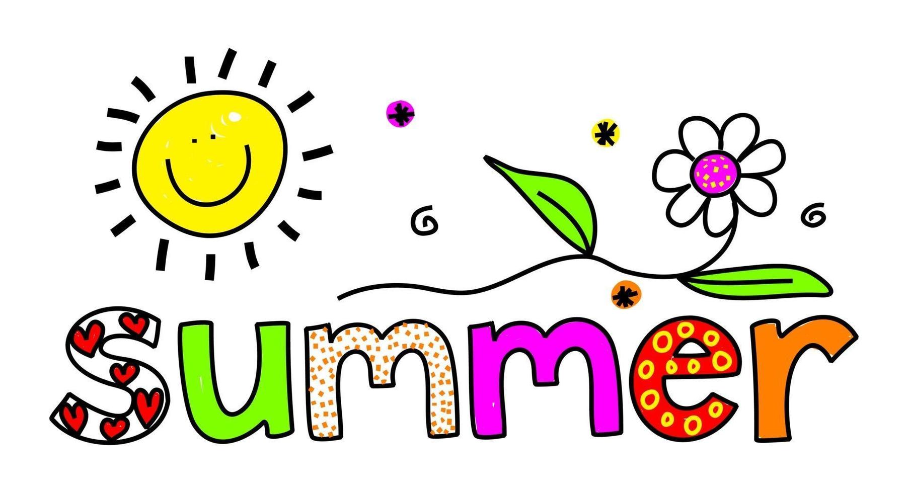 Hand Drawn Summer Text Doodle vector