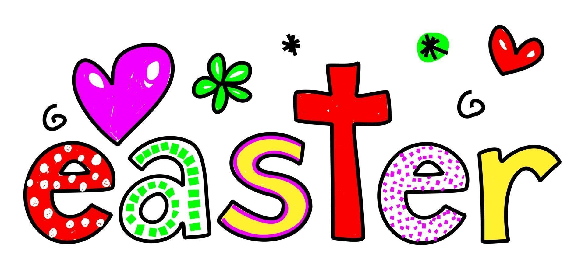 doodle de texto de pascua dibujado a mano vector