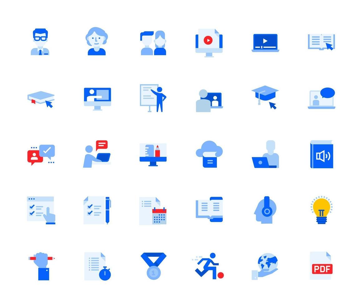 Distance education icons set vector