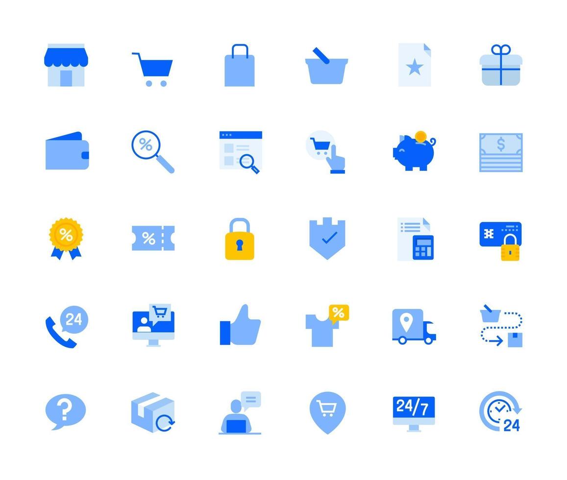 Shopping and e-commerce icons set vector