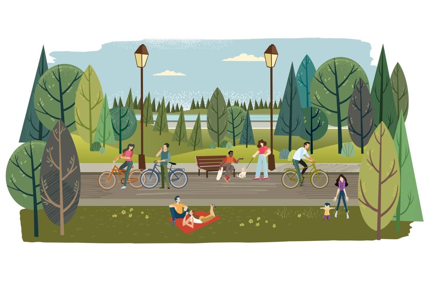 City park illustration vector
