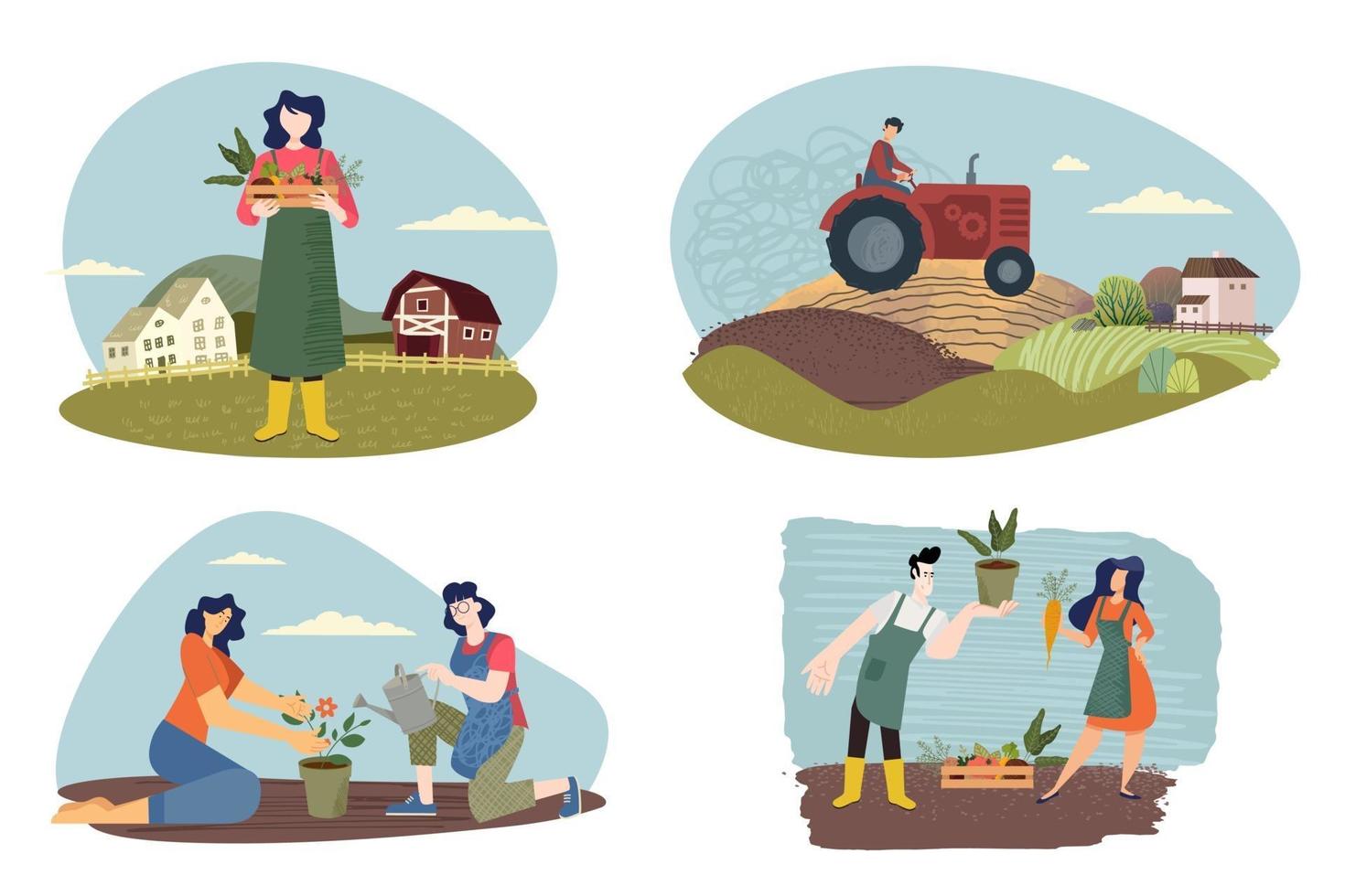 Organic farming and gardening vector