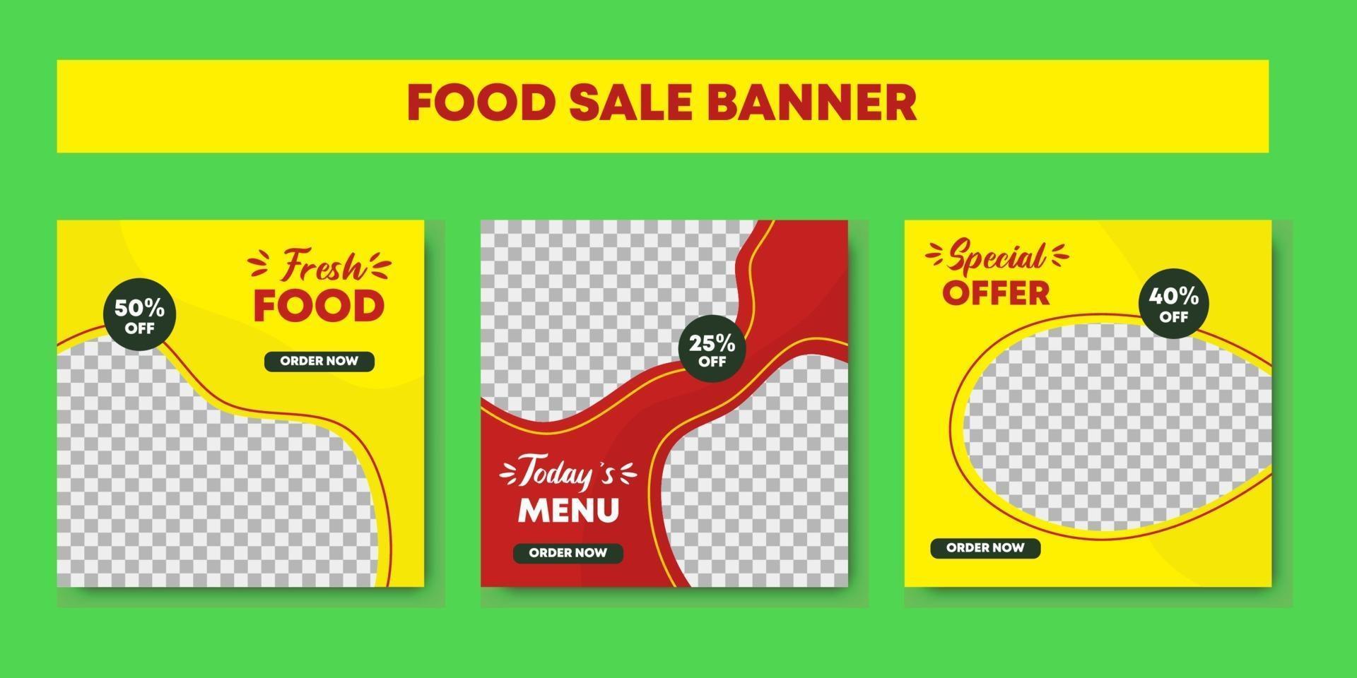 Set of restaurant culinary social media post template vector