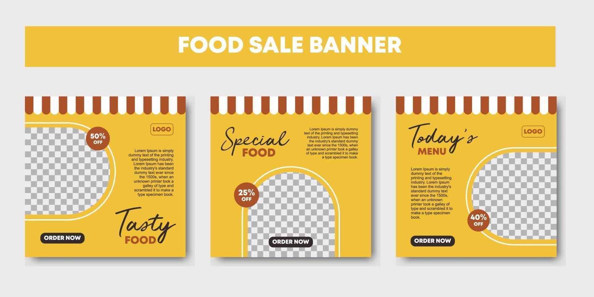 Set of restaurant culinary social media post template vector