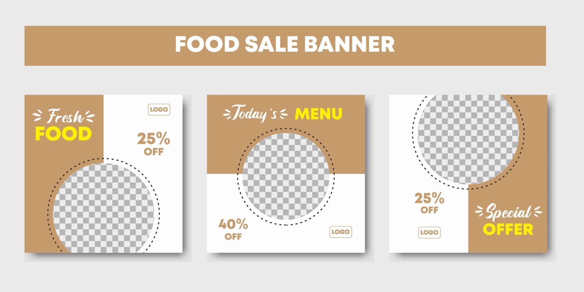 Set of restaurant culinary social media post template vector