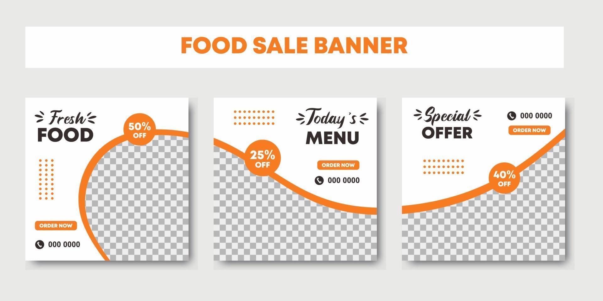 Set of restaurant culinary social media post template vector