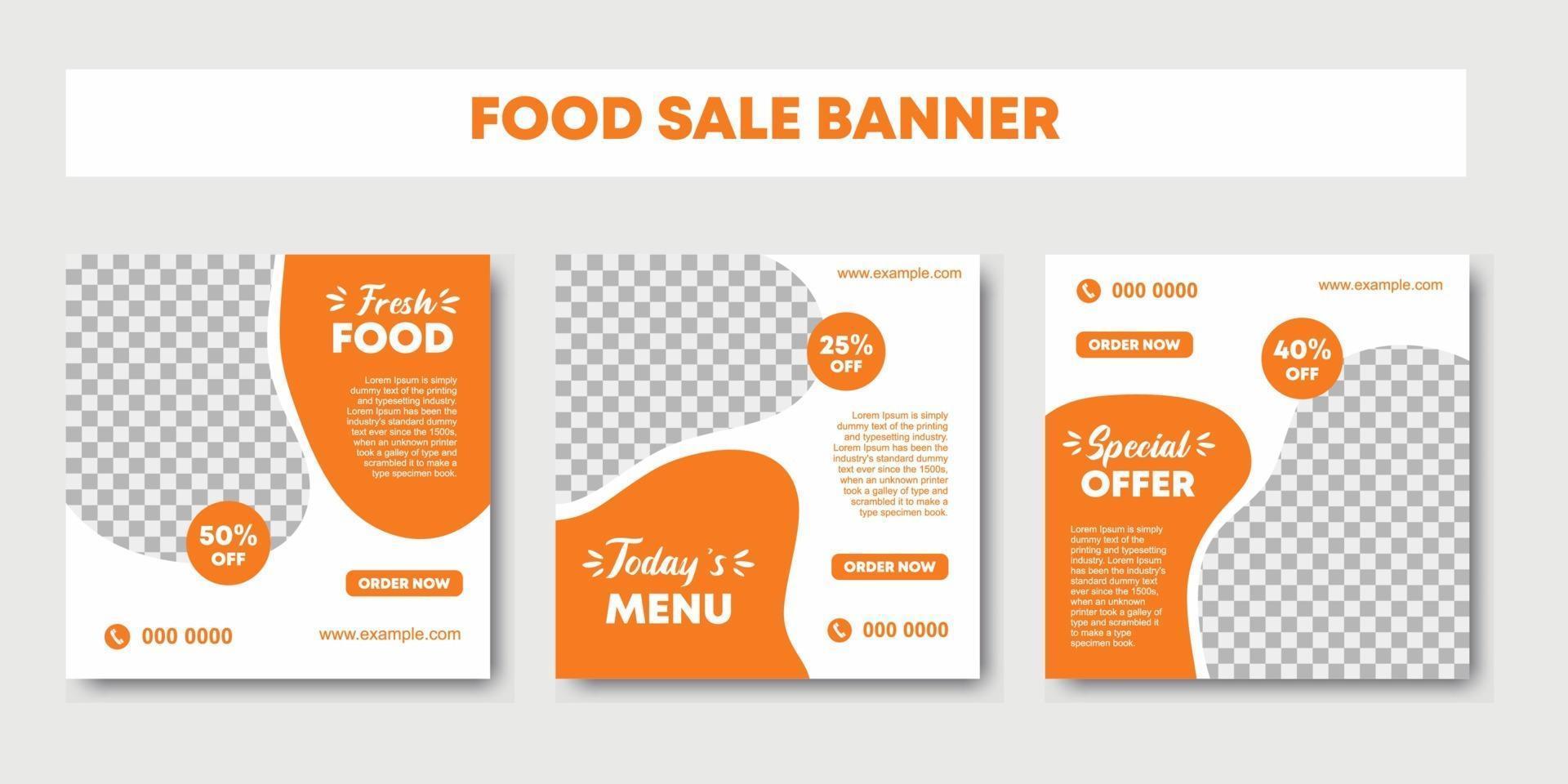 Set of restaurant culinary social media post template vector