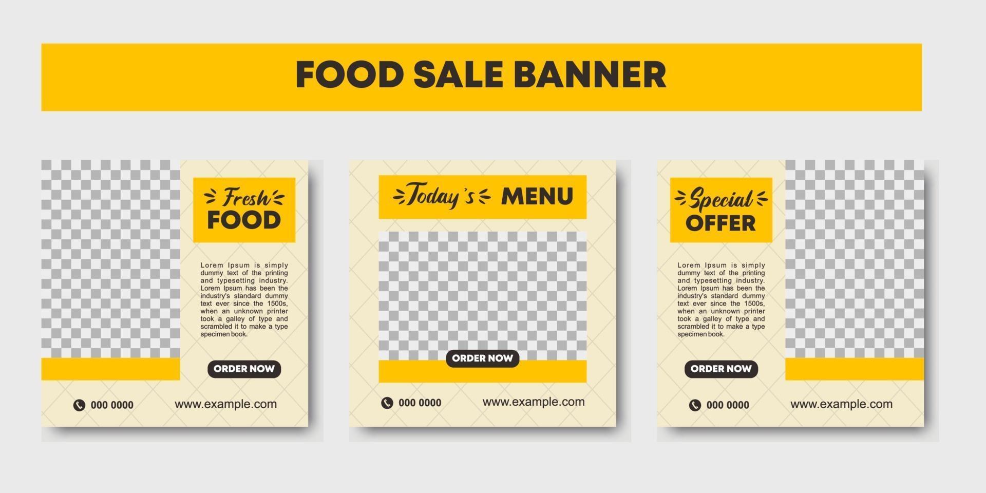 Set of restaurant culinary social media post template vector