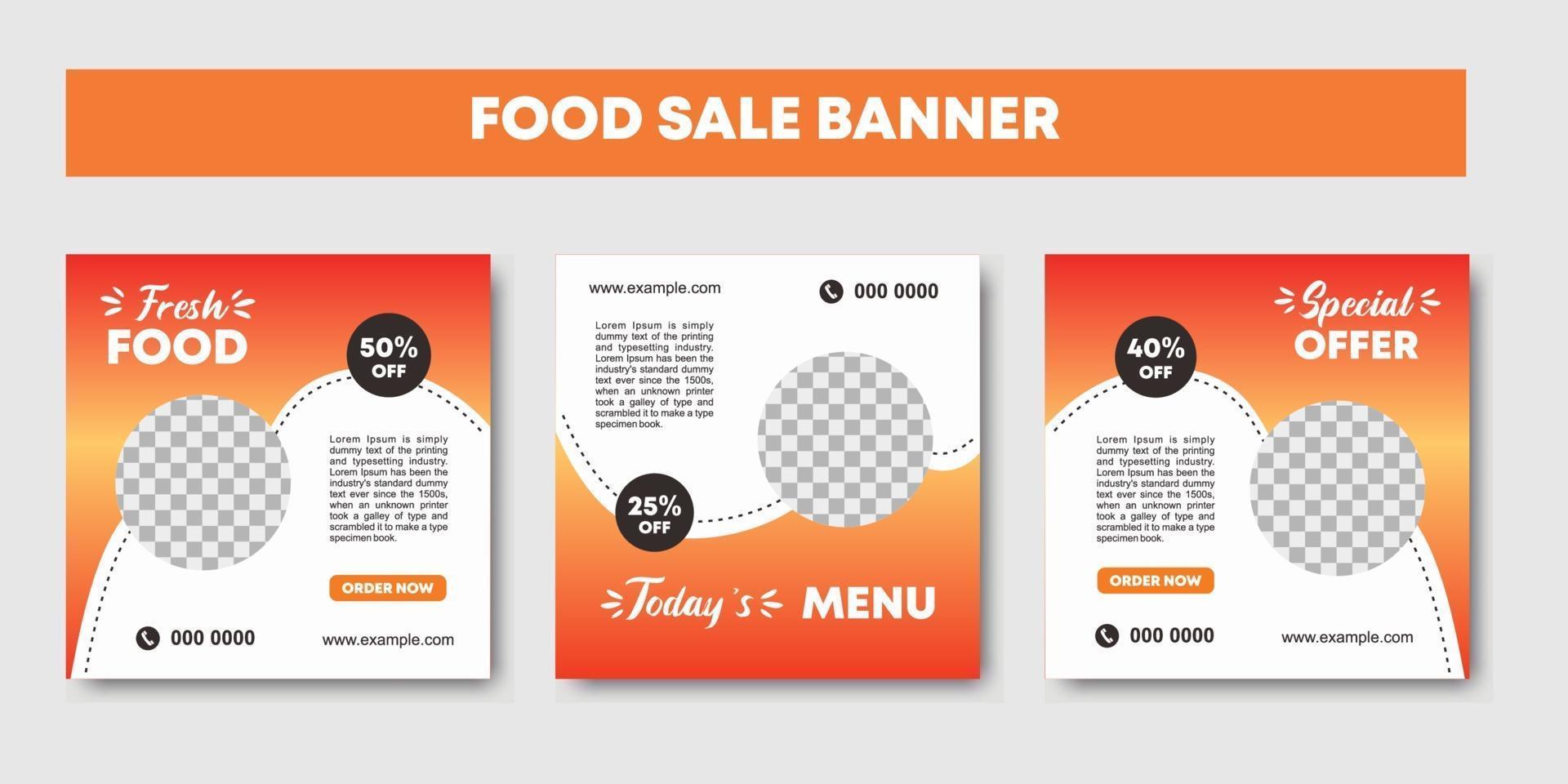 Set of restaurant culinary social media post template vector