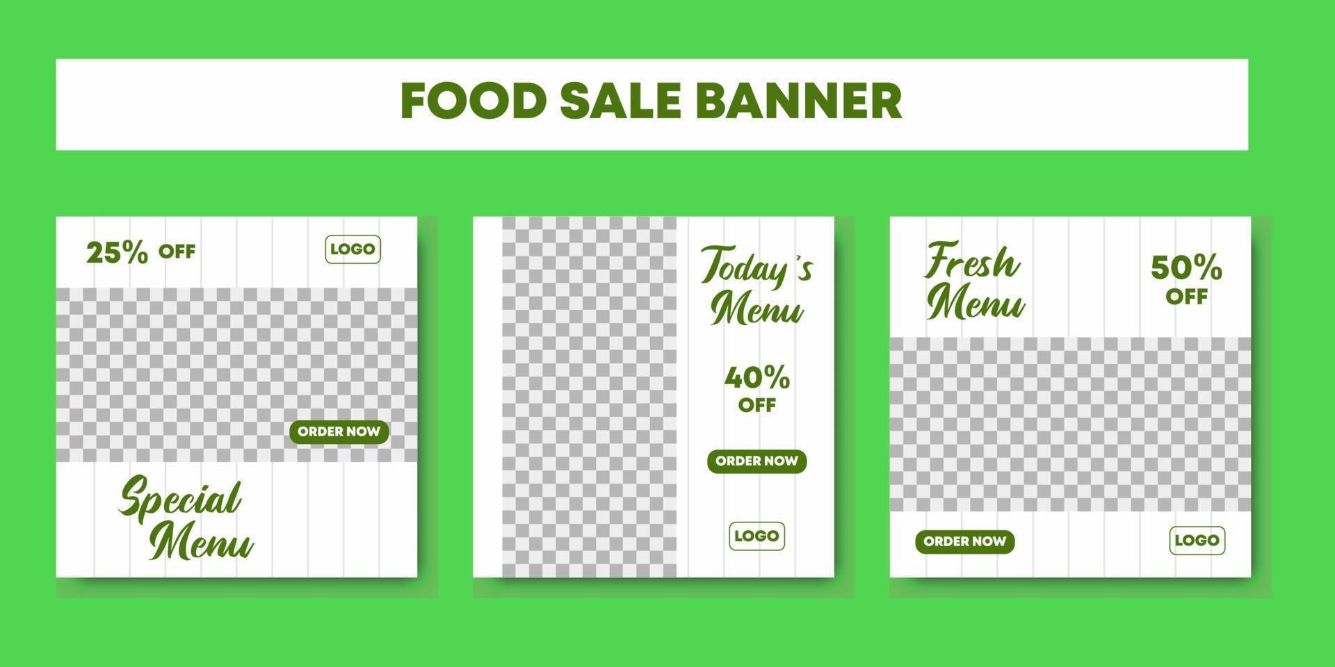 Set of restaurant culinary social media post template vector