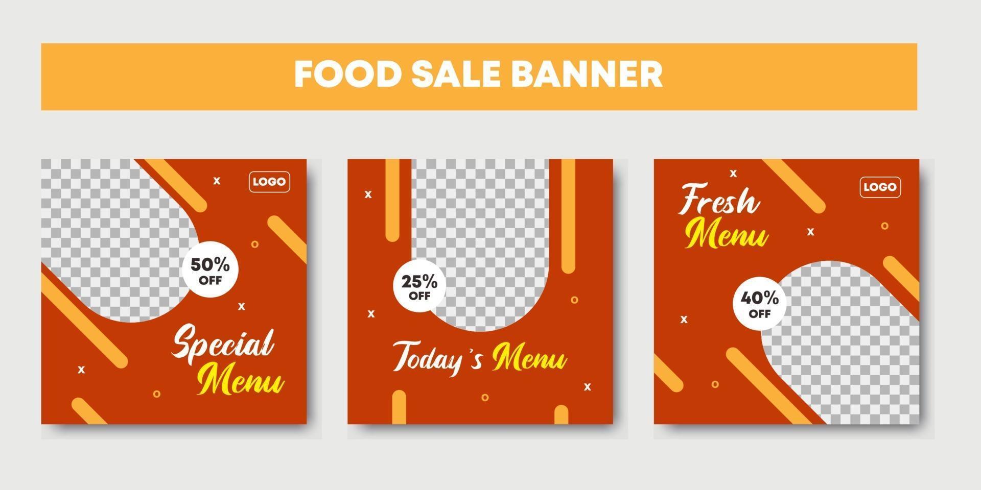 Set of restaurant culinary social media post template vector