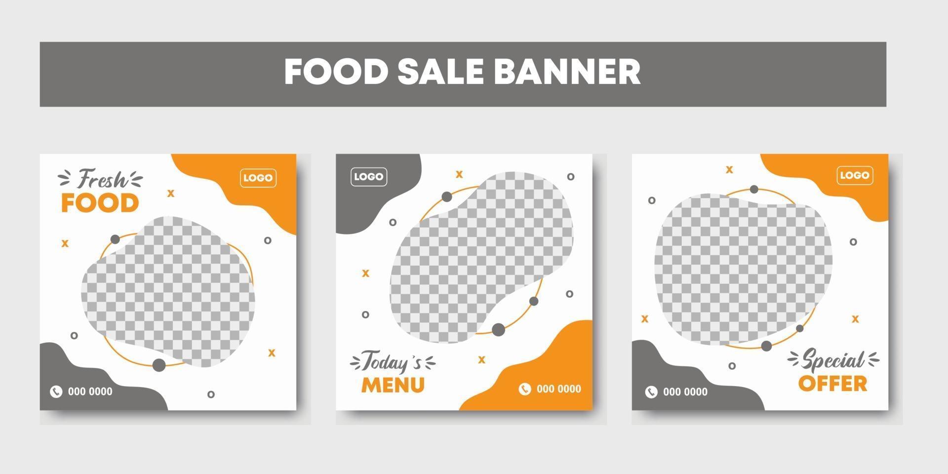 Set of restaurant culinary social media post template vector