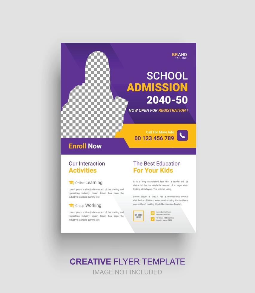 Kids Education Flyer, Back to School Admission Flyer Template vector