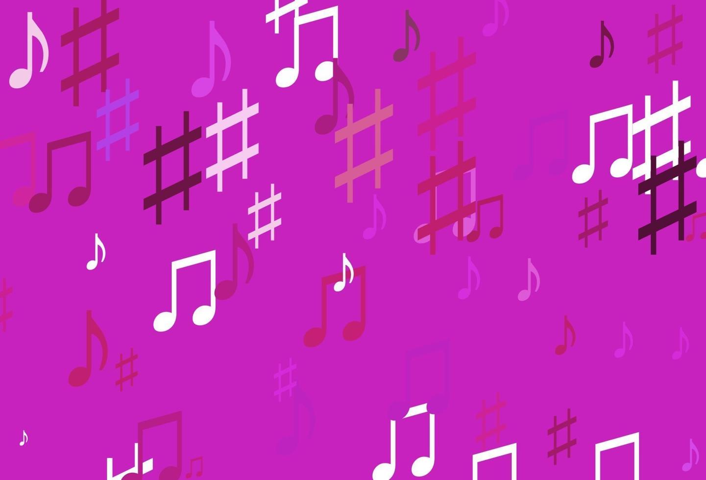 telón de fondo de vector rosa claro con notas musicales.