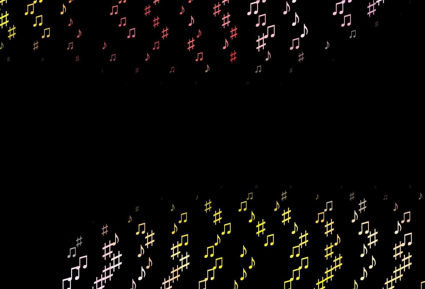 textura de vector de color rosa oscuro, amarillo con notas musicales.