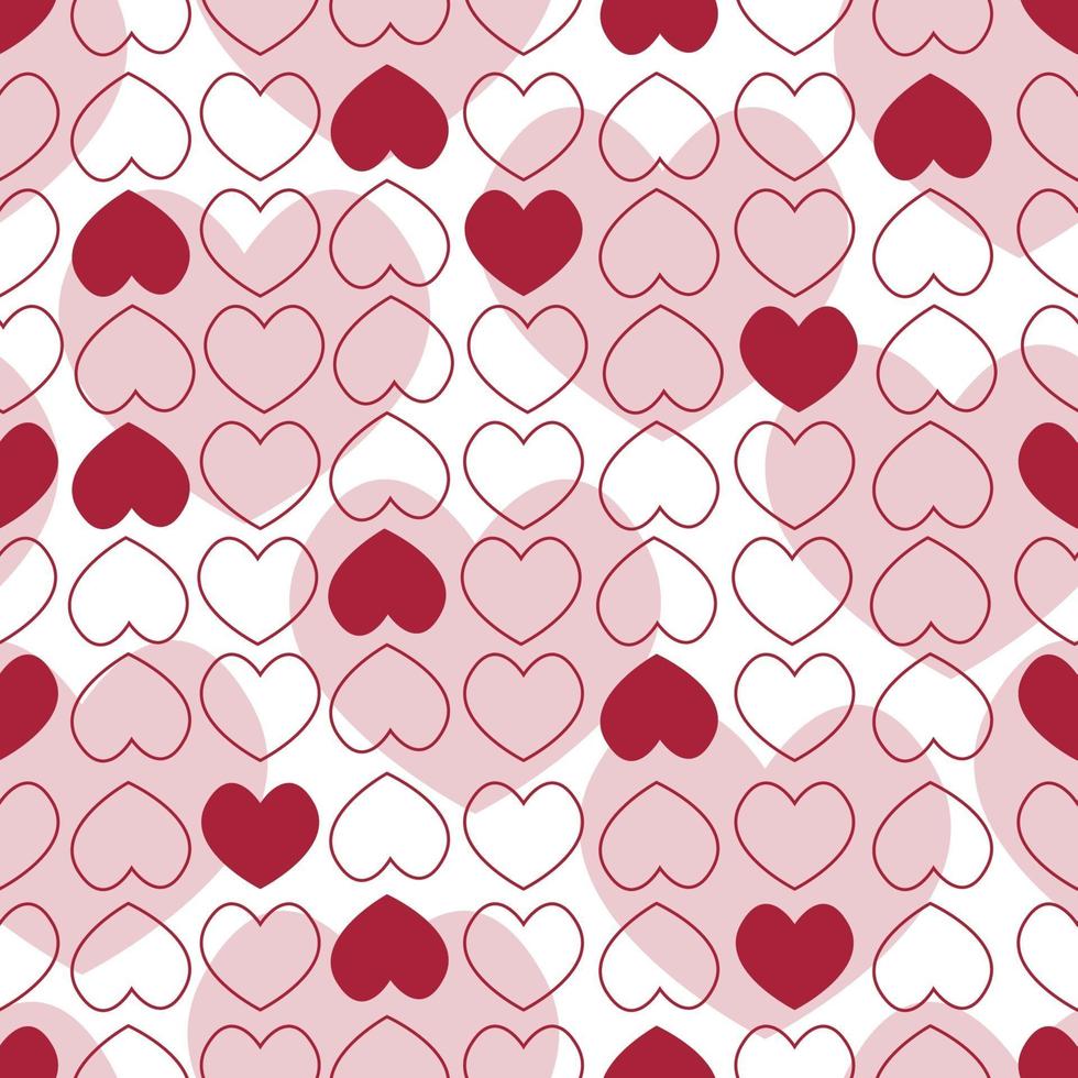 Background of red and white small and large hearts vector