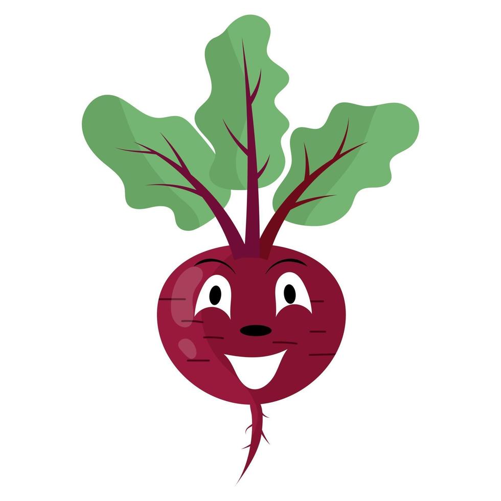 Funny smiling beet character, vector illustration, flat style